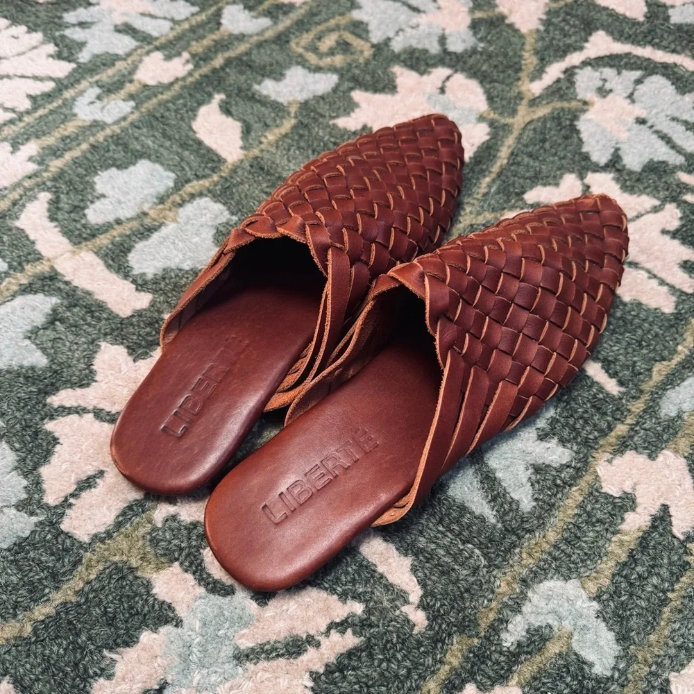 Liberte Leather Woven Mule - Prague Chocolate Slides - Picture 5 of 6